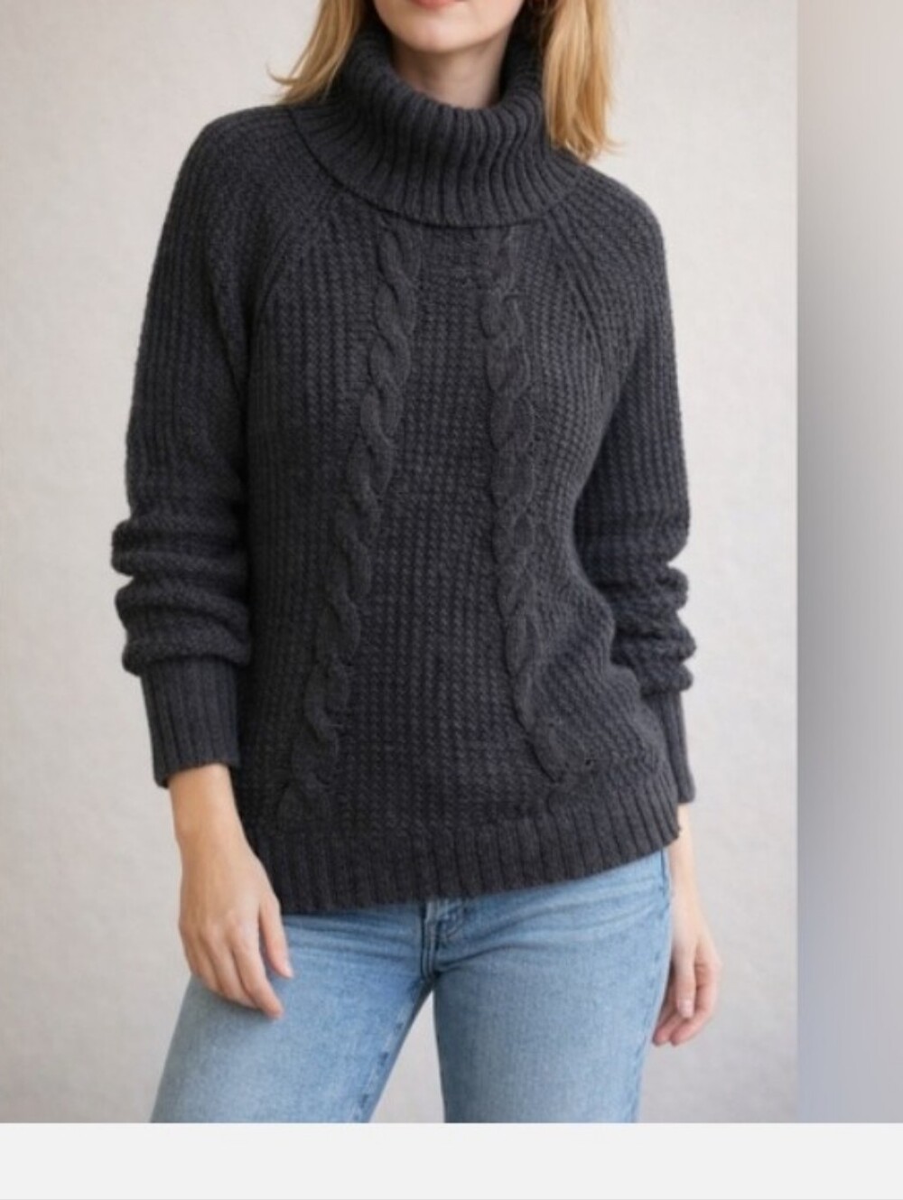 Ivanka Trump Gray Chunky Turtleneck Sweater Size Small